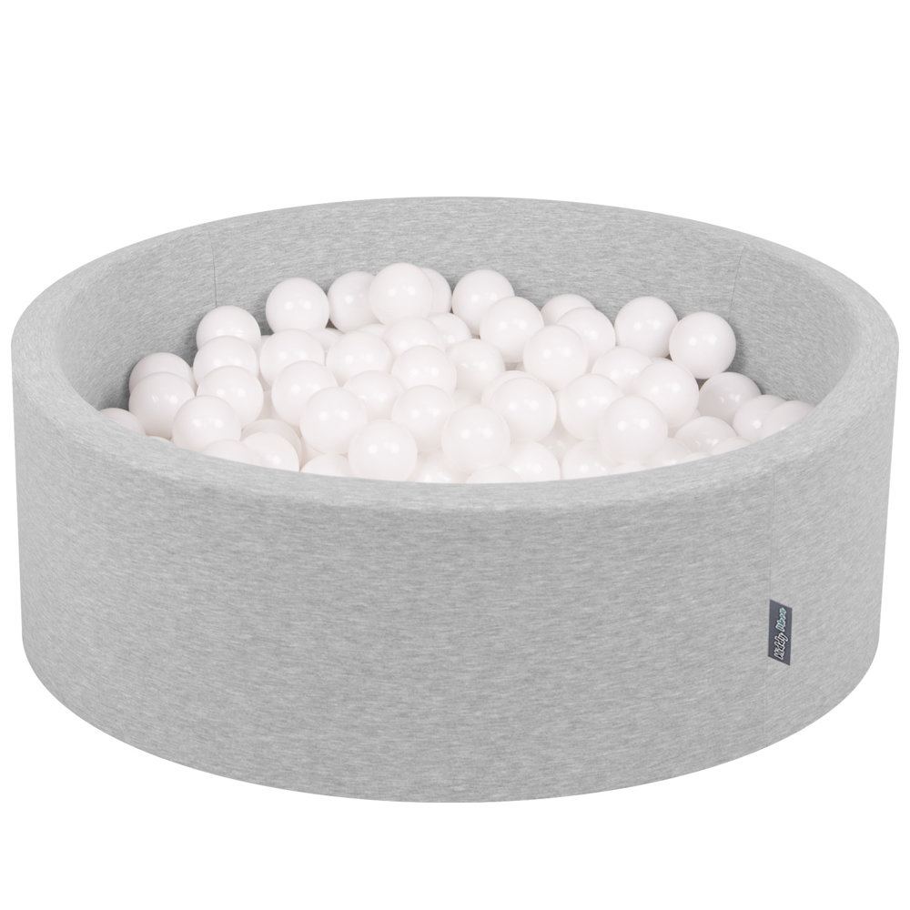 Black:White//Grey//Silver KiddyMoon 90X30cm//NO Balls /∅ 7Cm 2.75In Baby Foam Ball Pit Certified Made In EU