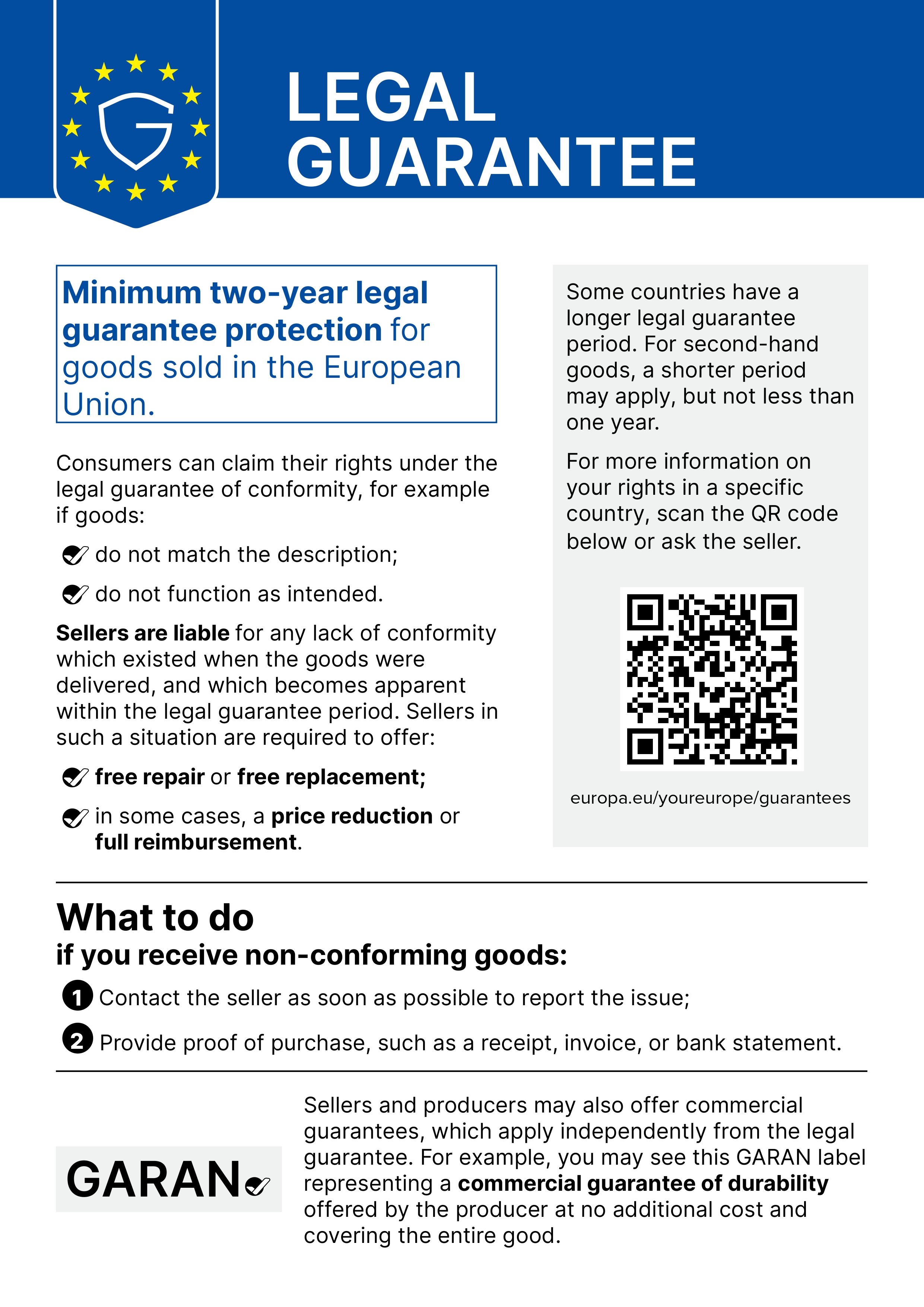 Legal guarantee page 1