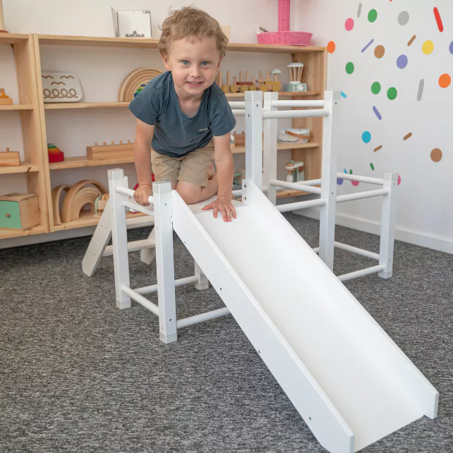 The boy on the climbing structure