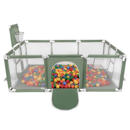 Baby Playpen Big Size Playground with Plastic Balls for Kids, Green: Yellow/ Green/ Blue/ Red/ Orange