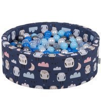 KiddyMoon Baby Ballpit with Balls 7cm /  2.75in Certified, Sheep-Dblue: Pearl/ Blue/ Babyblue/ Transparent/ Silver