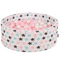KiddyMoon Baby Ballpit with Balls 7cm /  2.75in Certified, Stars, Light Beige:  Light Pink/ Pearl/ Transparent