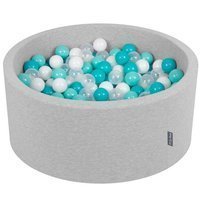 KiddyMoon Baby Foam Ball Pit 90x40 with Balls 7cm/ 2.75in Certified, Light Grey: Lt Turquoise/ White/ Transparent/ Turquois