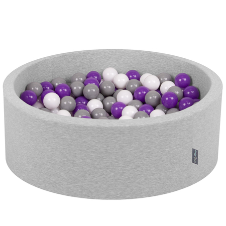 KiddyMoon Baby Foam Ball Pit with Balls 7cm /  2.75in Certified, Light Grey, Light Grey: White/ Grey/ Purple