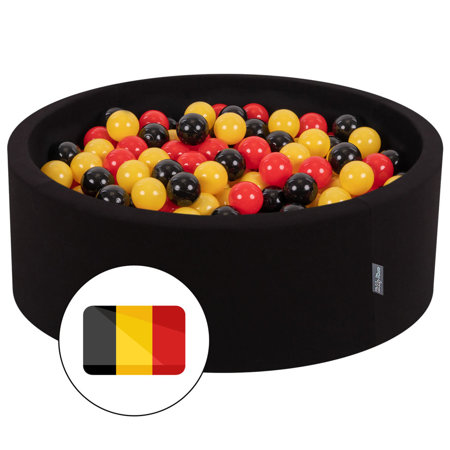 KiddyMoon Baby Foam Ball Pit with Balls 7cm /  2.75in Certified made in EU, Belgium:  Black/ Yellow/ Red