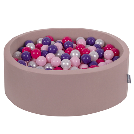 KiddyMoon Baby Foam Ball Pit with Balls 7cm /  2.75in Certified made in EU, Heather: Light Pink/ Pearl/ Purple/ Dark Pink