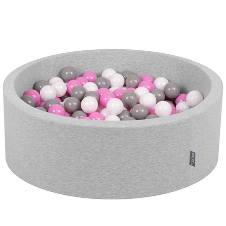 KiddyMoon Baby Foam Ball Pit with Balls 7cm /  2.75in Certified made in EU, Light Grey: Grey/ White/ Pink