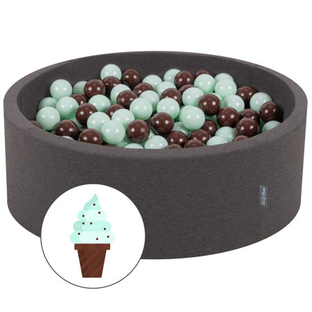 KiddyMoon Baby Foam Ball Pit with Balls 7cm /  2.75in Certified made in EU, Mint With Chocolate:  Brown/ Mint