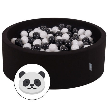 KiddyMoon Baby Foam Ball Pit with Balls 7cm /  2.75in Certified made in EU, Panda:  Black/ White