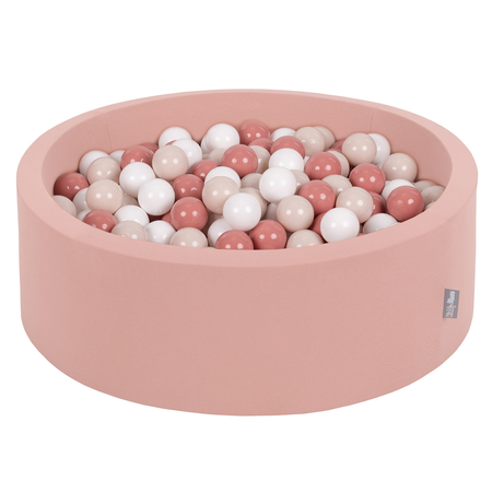 KiddyMoon Baby Foam Ball Pit with Balls 7cm /  2.75in, Cinnamon:  Pastel Beige/ Salmon/ White