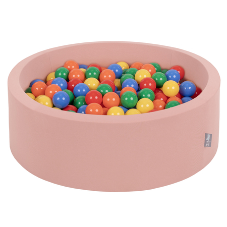 KiddyMoon Baby Foam Ball Pit with Balls 7cm /  2.75in, Cinnamon:  Yellow/ Green/ Blue/ Red/ Orange