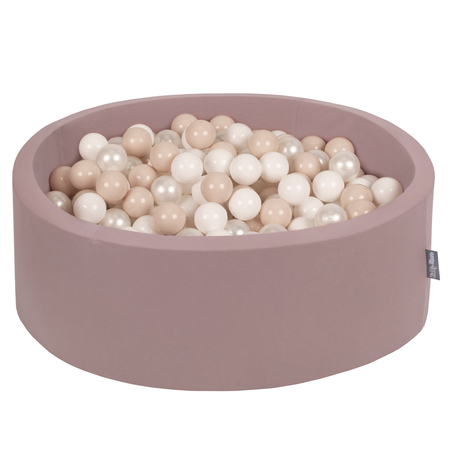 KiddyMoon Baby Foam Ball Pit with Balls 7cm /  2.75in, Heather: Pastel Beige/ White/ Pearl