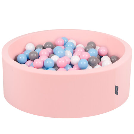 KiddyMoon Baby Foam Ball Pit with Balls 7cm /  2.75in Made in EU, Pink: White/ Grey/ Babyblue/ Powder Pink