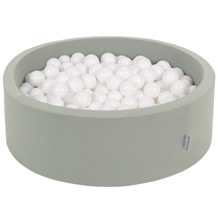 KiddyMoon Baby Foam Ball Pit with Balls 7cm /  2.75in, Sage:  White