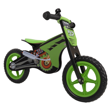 KiddyMoon Balance Bike Wood for Children Baby, Black-Green