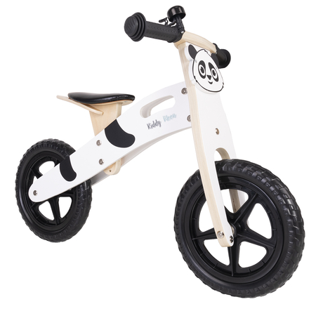 KiddyMoon Balance Bike Wood for Children Baby, Black-White