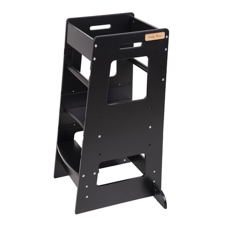 KiddyMoon Kitchen Helper For Kids Step Stool Learning Tower for Children Learning Chair Adjustable Height Level Montessori Furniture, Babies Kitchen Gadgets, ST-003, Black, 91,5x39,3x49,4