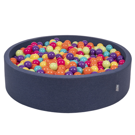 KiddyMoon Soft Ball Pit Round  7Cm /  2.75In For Kids, Foam Ball Pool Baby Playballs Children, Certified  Made In The EU, Dark Blue: Lgreen/ Yellow/ Turquoise/ Orange/ Dpink/ Purple