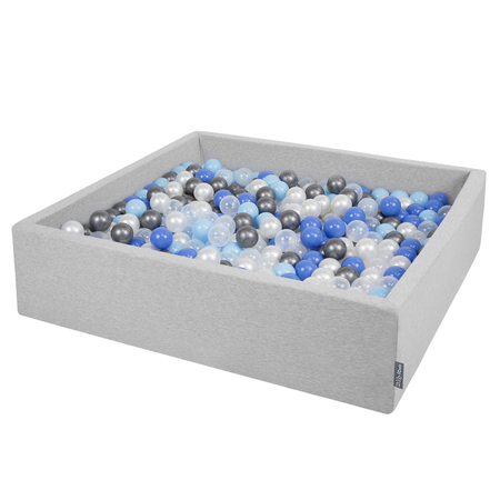 KiddyMoon Soft Ball Pit Square  7Cm /  2.75In For Kids, Foam Ball Pool Baby Playballs Children, Certified  Made In The EU, Light Grey: Pearl-Blue-Babyblue-Transparent