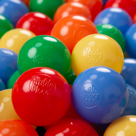 KiddyMoon Soft Plastic Play Balls 6cm /  2.36 Multi Colour Certified, Yellow/ Green/ Blue/ Red/ Orange