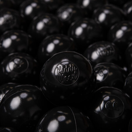 KiddyMoon Soft Plastic Play Balls 6cm /  2.36 Multi Colour Made in EU, Black
