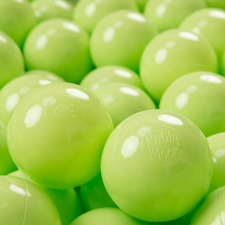 KiddyMoon Soft Plastic Play Balls 7cm/ 2.75in Mono-colour certified Made in EU, Light Green