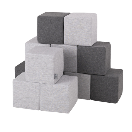 KiddyMoon soft foam cubes blocks 14cm for kids, Cubes: Dark Grey-Light Grey