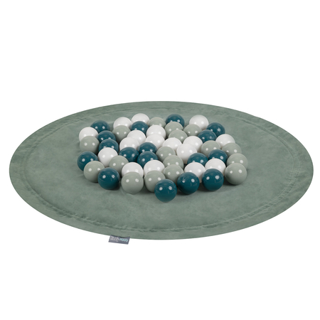 KiddyMoon velvet play mat and bag 2in1 for kids, Forest Green: Dark Turquoise/ Greengrey/ White