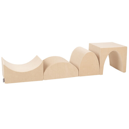 PPZV-234 KiddyMoon Foam playground sand beige VELVET  hill/ tunnel/ ramp L/ haftshaft L, Sand Beige