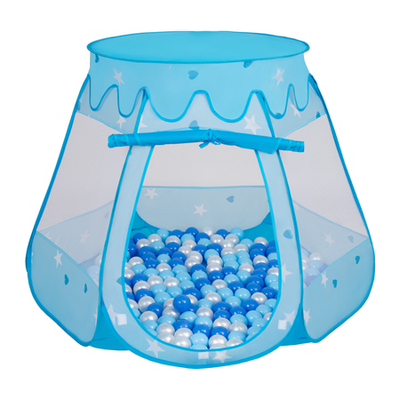 Play Tent Castle House Pop Up Ballpit Shell Plastic Balls For Kids, Blue: Babyblue-Blue-Pearl