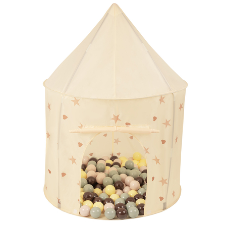 Play Tent For Kids Pavilion Playhouse Children Easy To Assemble Play Tent For Babies and Toddlers Pop up Play For Indoor And Outdoor, Light Beige:  Pastel Beige/ Greengrey/ Pastel Yellow/ Brown