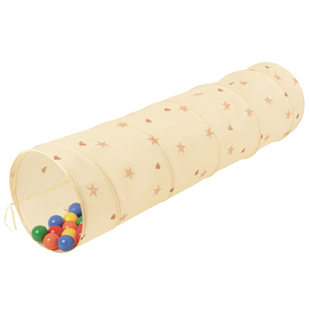 Pop-Up Play Crawl Tunnel with balls for Toddlers Kids, Light Beige:  Yellow/ Green/ Blue/ Red/ Orange