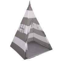 Teepee Tent for Kids Play House With Balls Indoor Outdoor Tipi, Grey And White Stripes