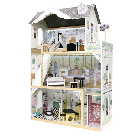 Wooden Doll House XXL Play Set for Children with Furniture & Accessories