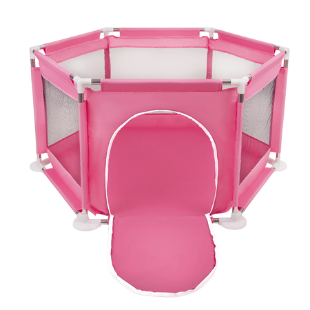 hexagon 6 side play pen with plastic balls , Pink