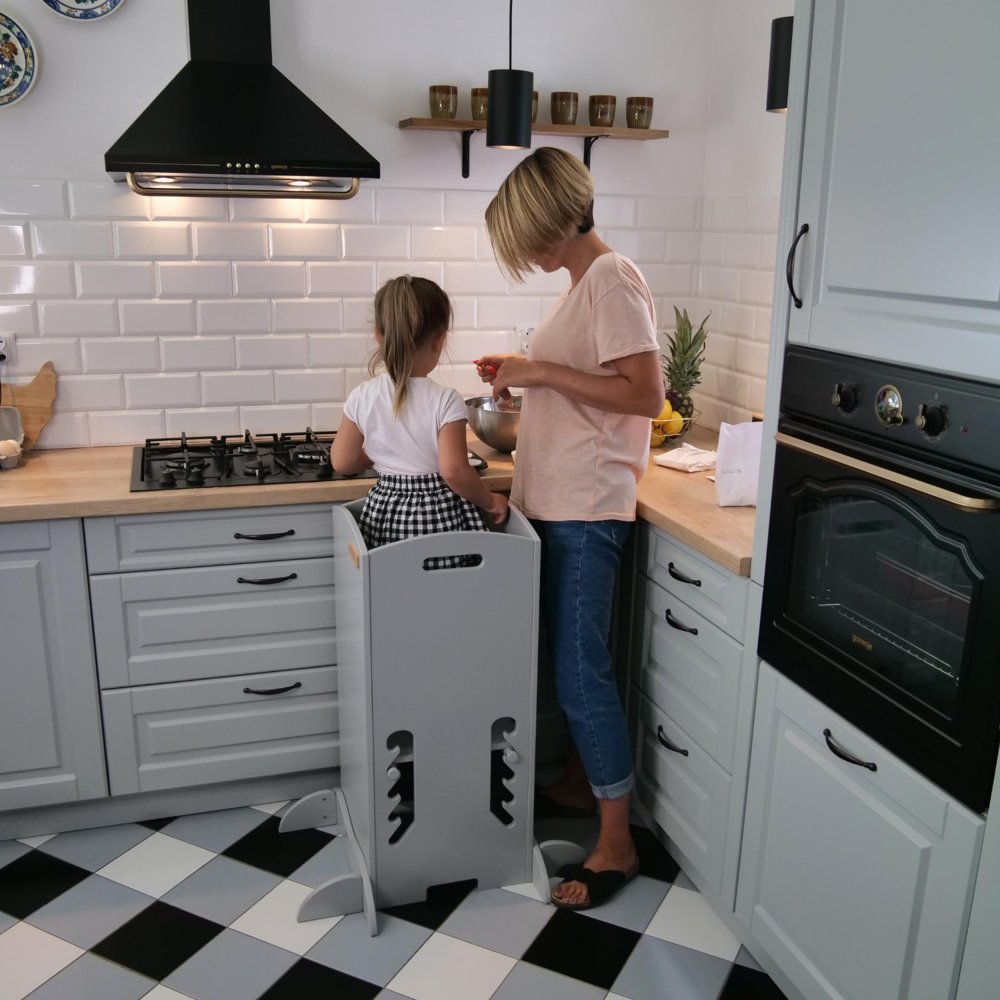 KiddyMoon wooden kitchen helper safety stand ST-001, White | shop online