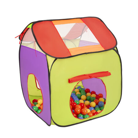 3in1 Play Tent with Tunnel Playground Ball Pit with Balls for Kids, Multicolour:yellow/green/blue/red/orange, 900 balls