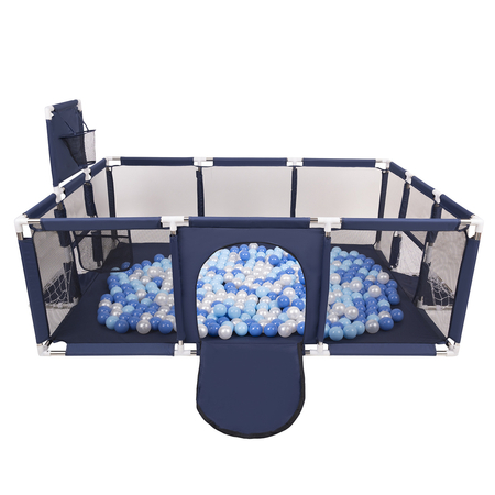 Baby Playpen Big Size Playground with Plastic Balls for Kids, Dark Blue: Babyblue/ Blue/ Pearl