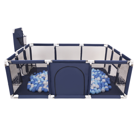 Baby Playpen Big Size Playground with Plastic Balls for Kids, Dark Blue: Babyblue/ Blue/ Pearl