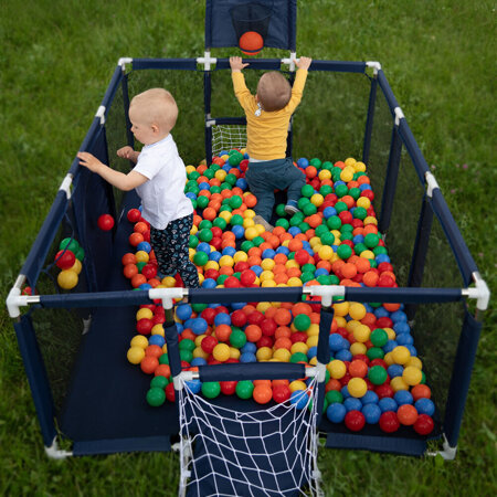 Baby Playpen Big Size Playground with Plastic Balls for Kids, Dark Blue: Turquoise/ Blue/ Yellow/ Transparent