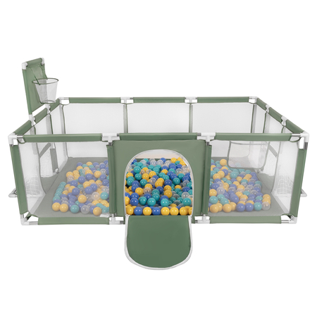 Baby Playpen Big Size Playground with Plastic Balls for Kids, Green:  Turquoise/ Blue/ Yellow/ Transparent