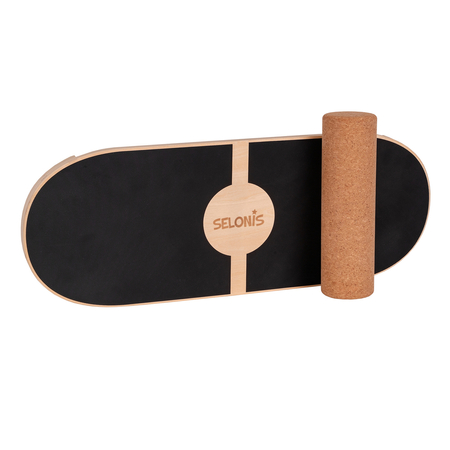 Balance Board For Adults And Kids Wooden Roller Board Gymnastics Training And Coordination Exercises Fitness Yoga Stability Sport Physiotherapy Workout - Available with mat and without mat, Natural