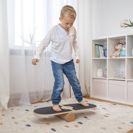 Balance Board For Adults And Kids Wooden Roller Board Gymnastics Training And Coordination Exercises Fitness Yoga Stability Sport Physiotherapy Workout - Available with mat and without mat, Natural