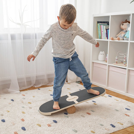 Balance Board For Adults And Kids Wooden Roller Board Gymnastics Training And Coordination Exercises Fitness Yoga Stability Sport Physiotherapy Workout - Available with mat and without mat, Natural