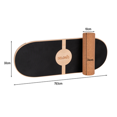 Balance Board For Adults And Kids Wooden Roller Board Gymnastics Training And Coordination Exercises Fitness Yoga Stability Sport Physiotherapy Workout - Available with mat and without mat, Natural