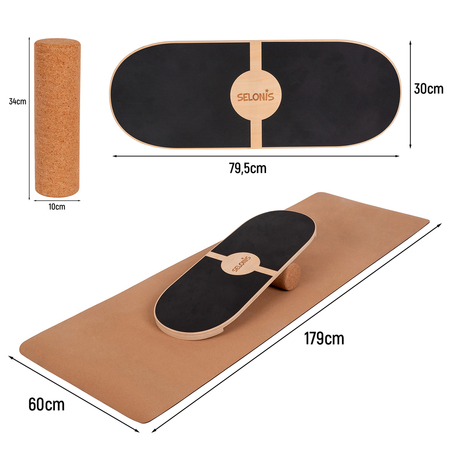 Balance Board For Adults And Kids Wooden Roller Board Gymnastics Training And Coordination Exercises Fitness Yoga Stability Sport Physiotherapy Workout - Available with mat and without mat, Natural