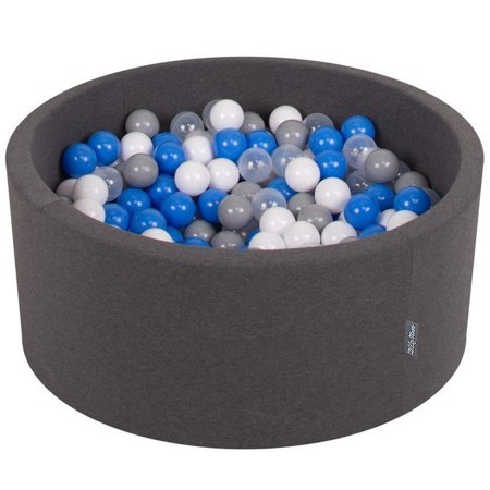 KiddyMoon Baby Foam Ball Pit 90x40 with Balls 7cm/ 2.75in Certified, Dark Grey: Grey/ White/ Blue/ Transparent