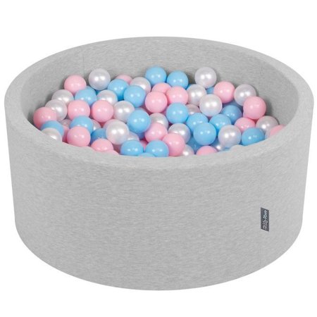KiddyMoon Baby Foam Ball Pit 90x40 with Balls 7cm/ 2.75in Certified, Light Grey: Baby Blue/ Light Pink/ Pearl