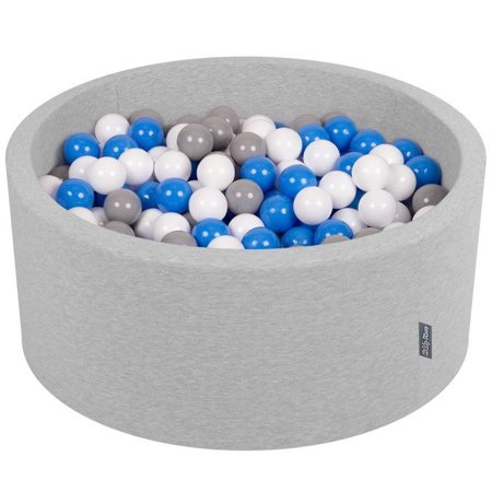 KiddyMoon Baby Foam Ball Pit 90x40 with Balls 7cm/ 2.75in Certified, Light Grey: Grey/ White/ Blue