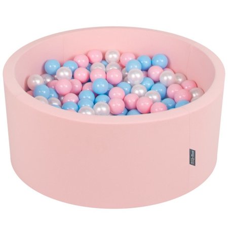 KiddyMoon Baby Foam Ball Pit 90x40 with Balls 7cm/ 2.75in Certified, Pink: Baby Blue/ Light Pink/ Pearl